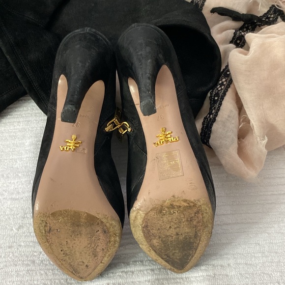 Prada black size37 usa7 leather like suede - Picture 9 of 16